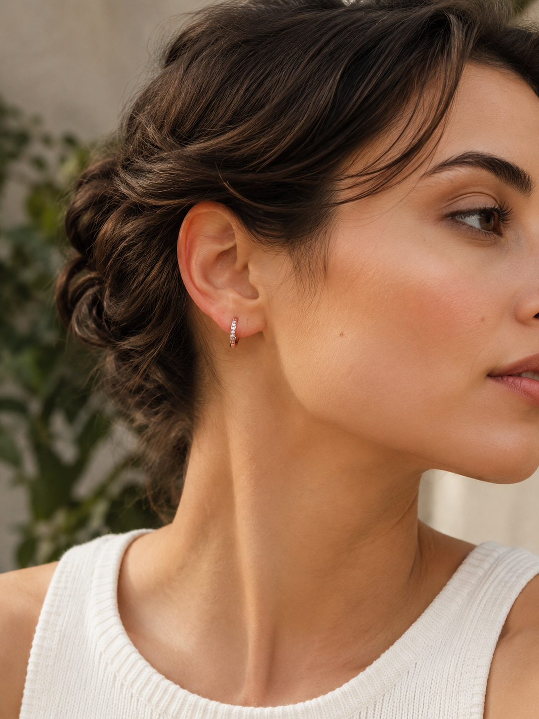 Keeva | Stone-Set Hoop Earrings with Polished Finish