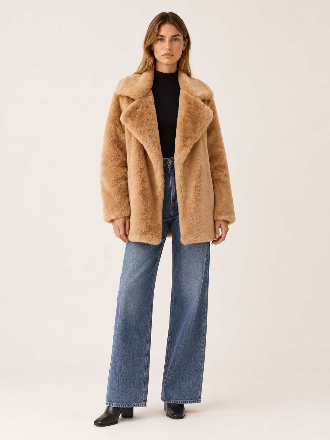 Kennedy | Women's Notch Lapel Faux Fur Coat Winter