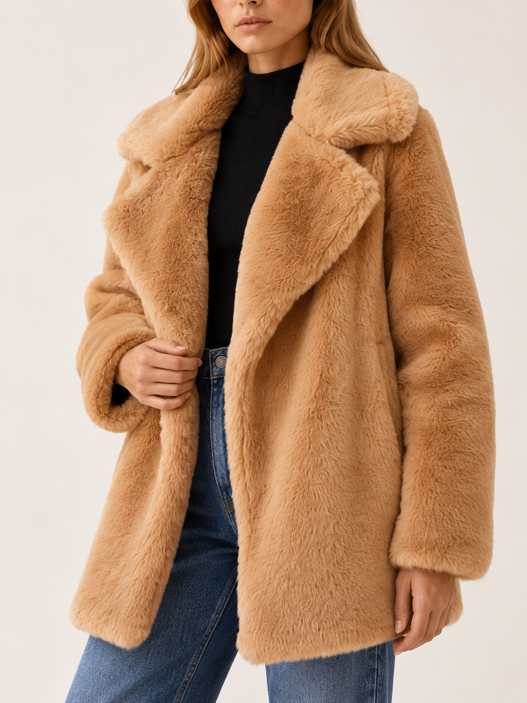 Kennedy | Women's Notch Lapel Faux Fur Coat Winter