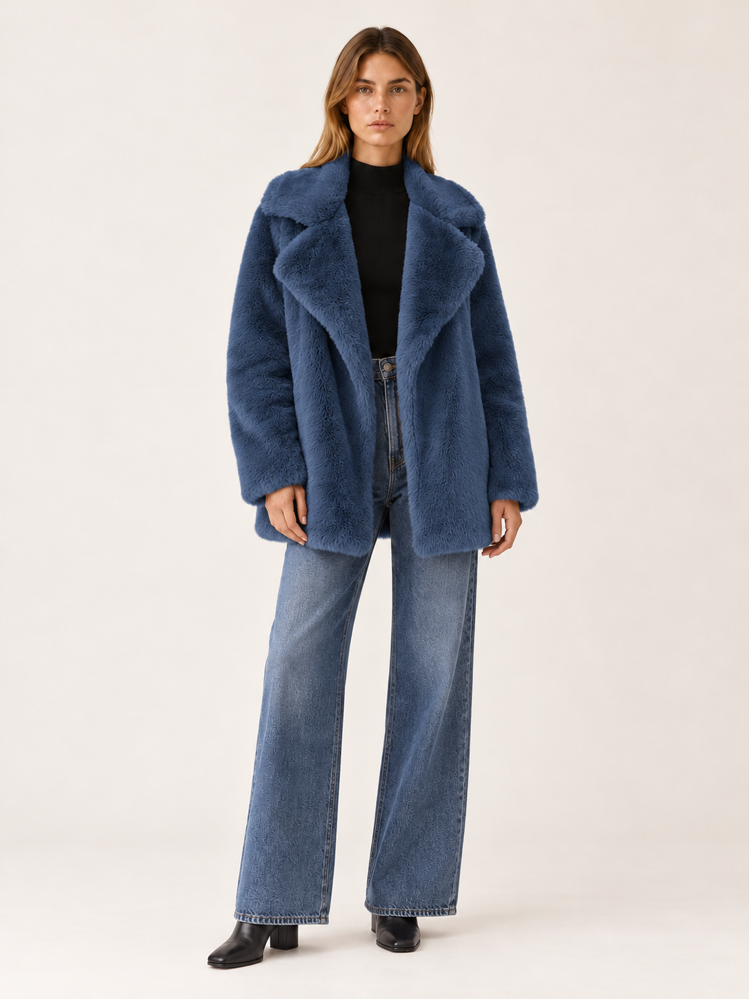 Kennedy | Women's Notch Lapel Faux Fur Coat Winter