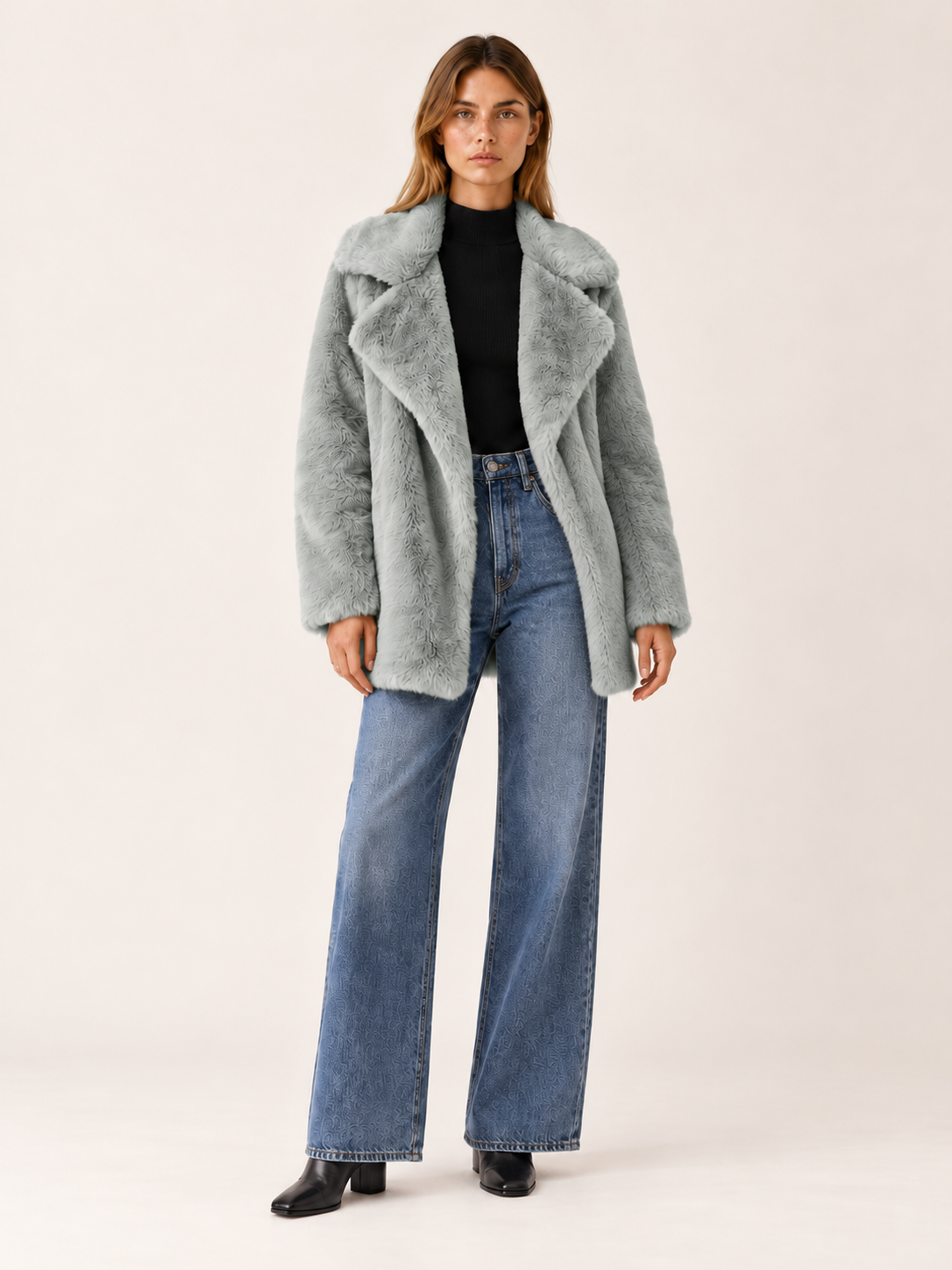 Kennedy | Women's Notch Lapel Faux Fur Coat Winter