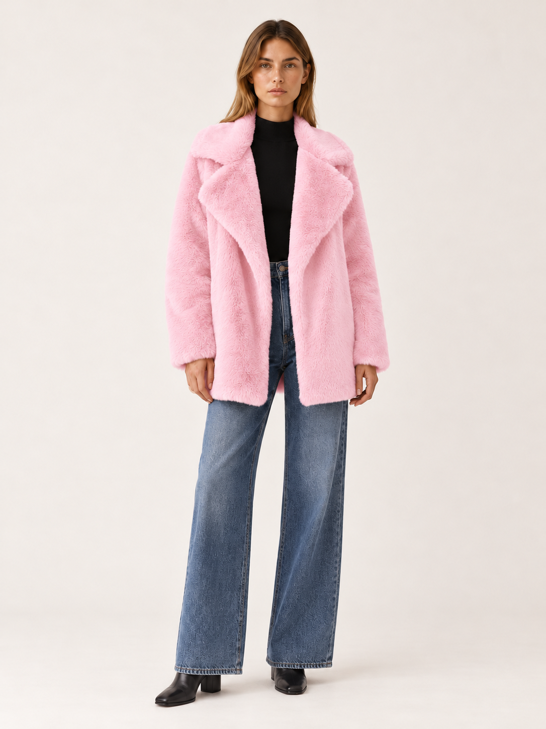 Kennedy | Women's Notch Lapel Faux Fur Coat Winter
