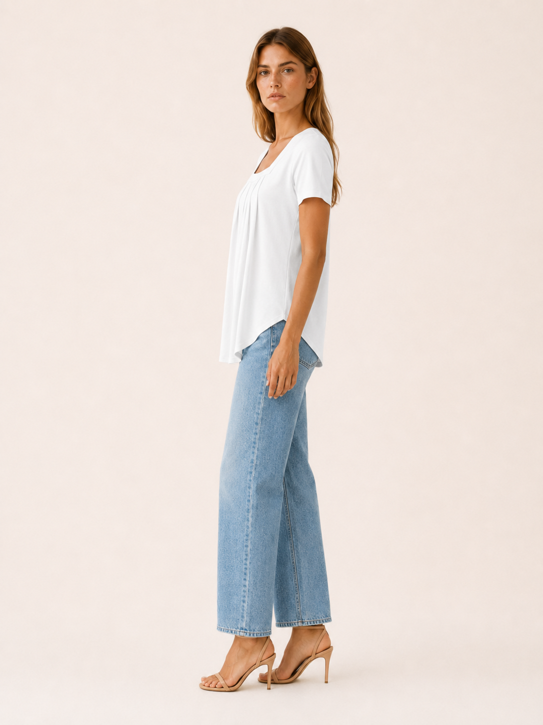 Kestrel | Square Neck Blouse with Pleated Front Summer Top