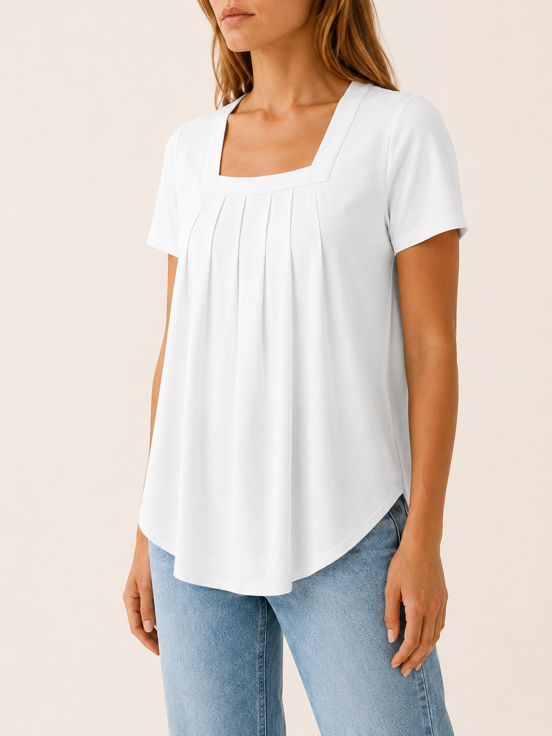 Kestrel | Square Neck Blouse with Pleated Front Summer Top