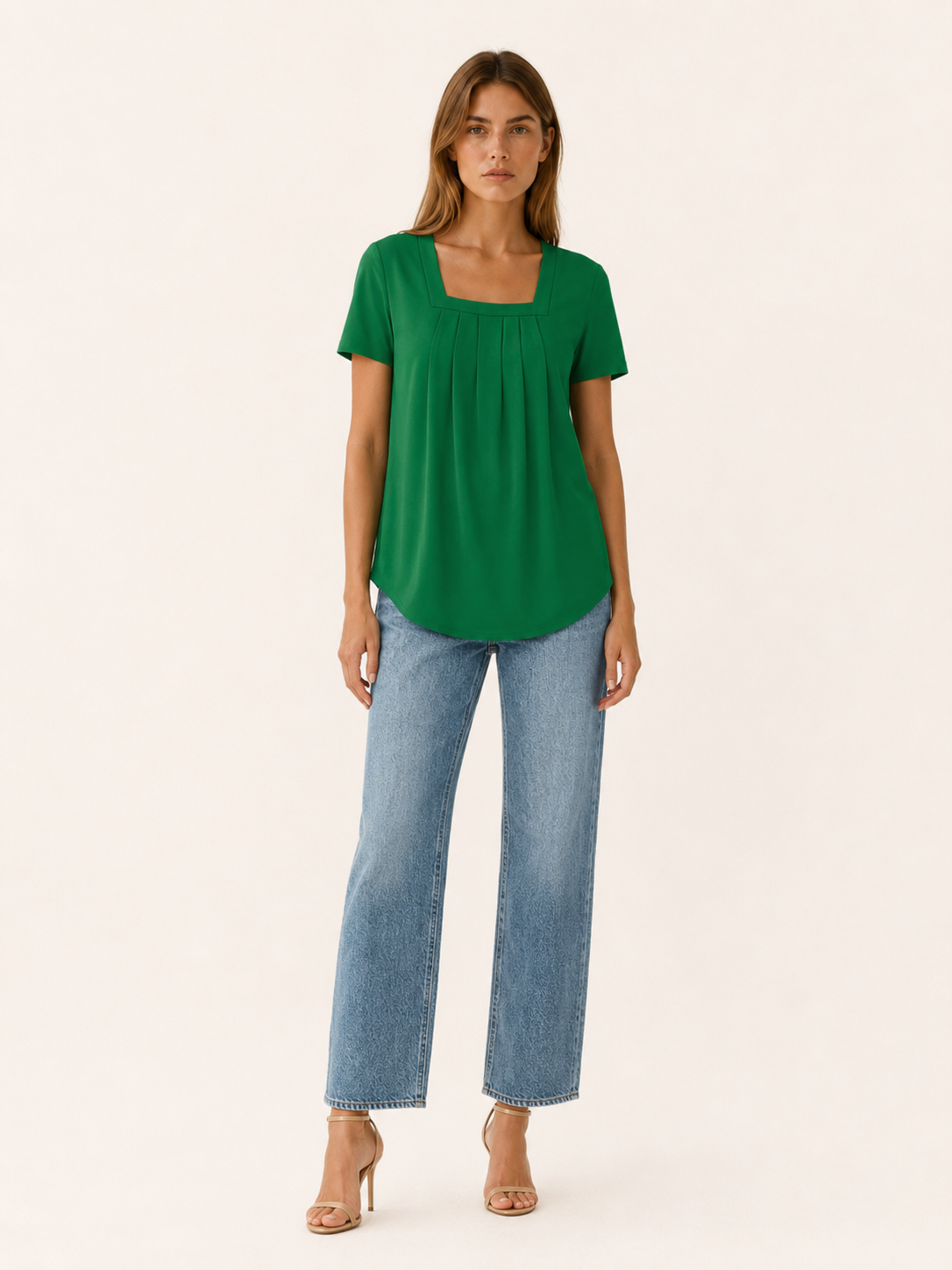 Kestrel | Square Neck Blouse with Pleated Front Summer Top