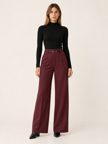 Kindra | Women's High Waisted Wide Leg Trousers Workwear