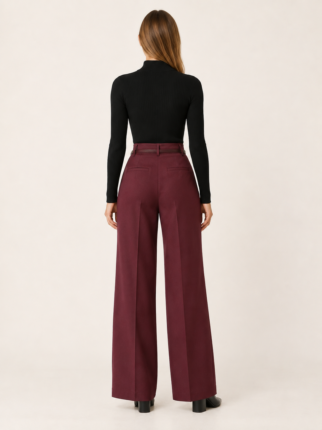 Kindra | Women's High Waisted Wide Leg Trousers Workwear