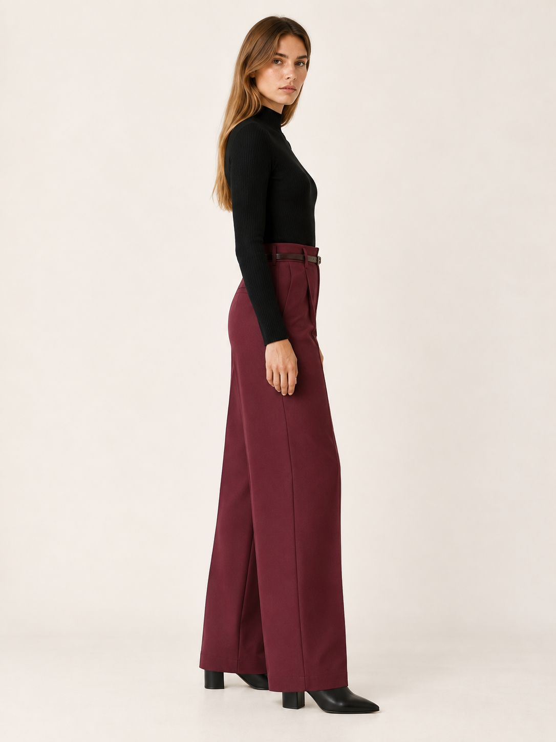 Kindra | Women's High Waisted Wide Leg Trousers Workwear