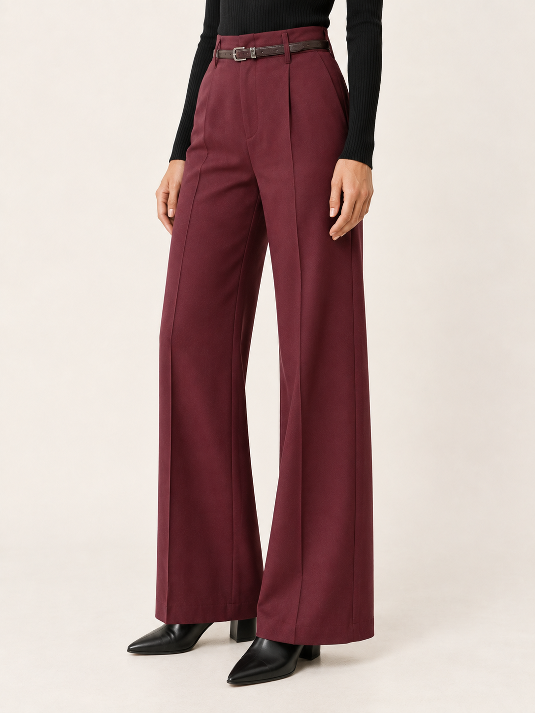Kindra | Women's High Waisted Wide Leg Trousers Workwear