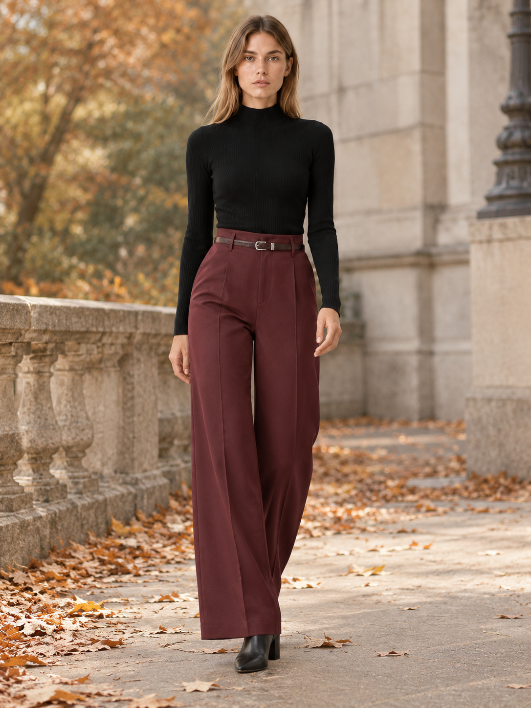 Kindra | Women's High Waisted Wide Leg Trousers Workwear