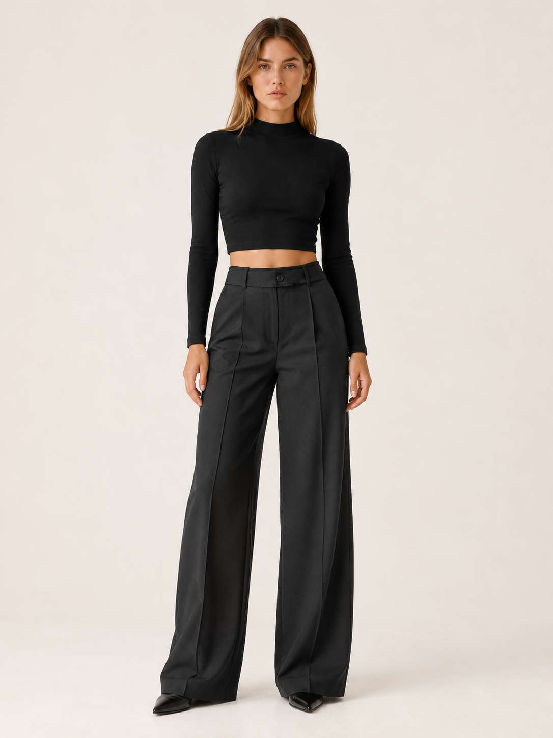 Kindra | Women's High Waisted Wide Leg Trousers Workwear