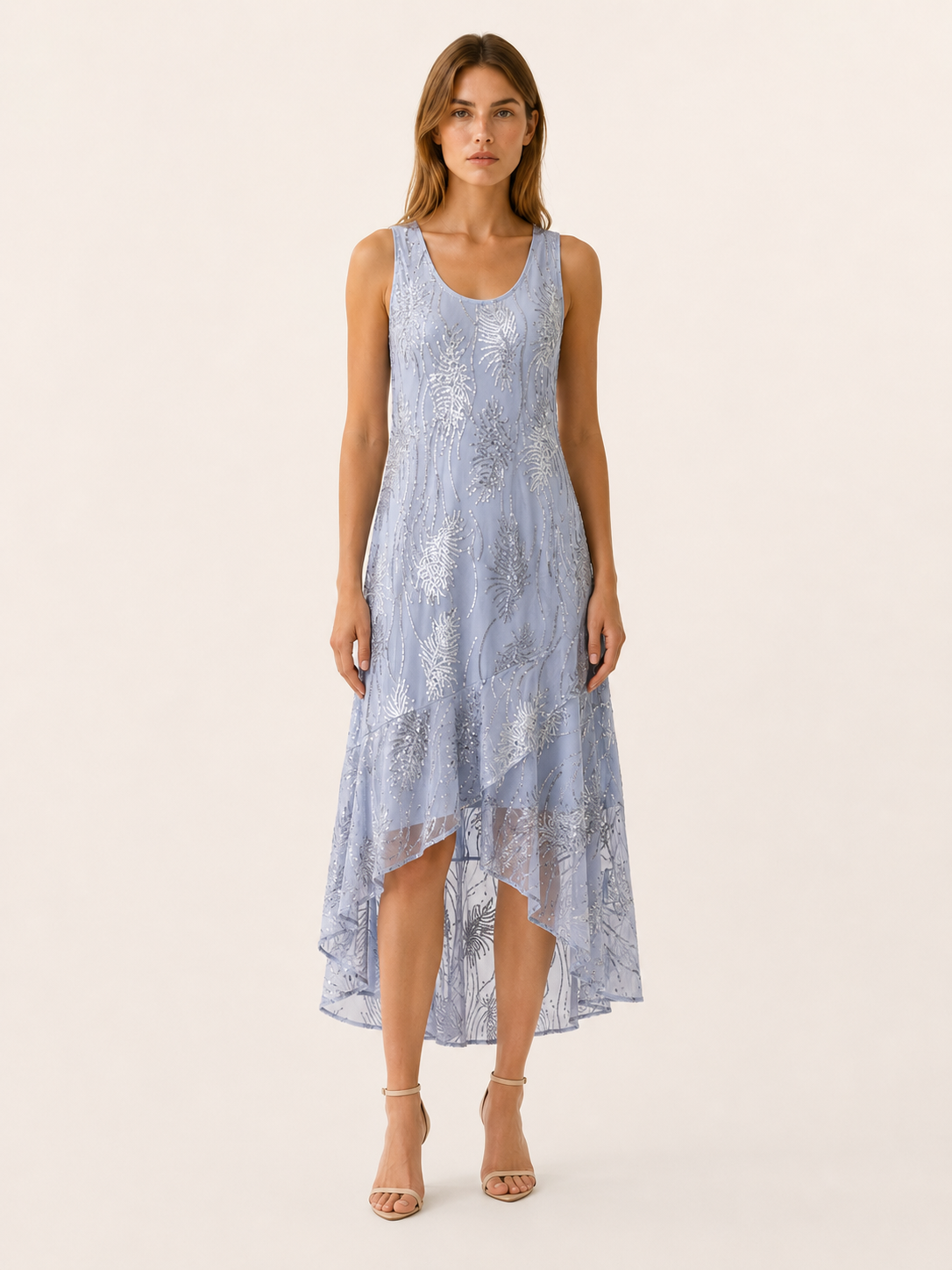 Kinley | Sequin Maxi Dress with A-Line Fit High-Low Hem