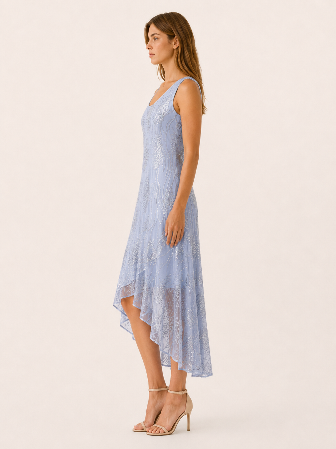 Kinley | Sequin Maxi Dress with A-Line Fit High-Low Hem