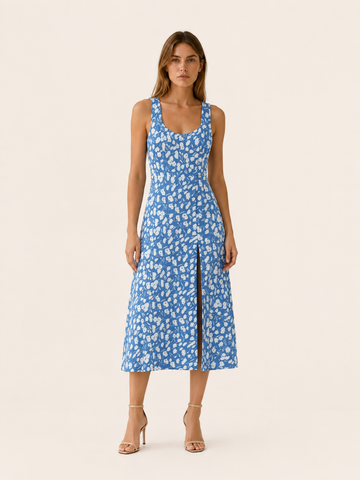 Lana | Floral Midi Dress with Button Front