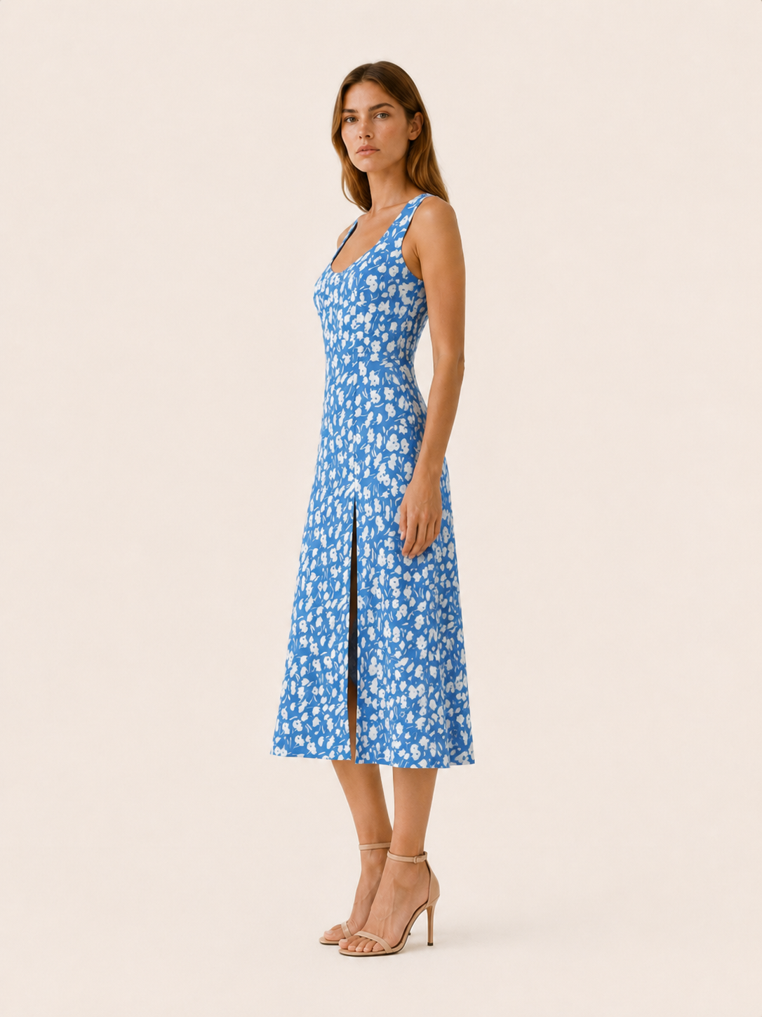 Lana | Floral Midi Dress with Button Front
