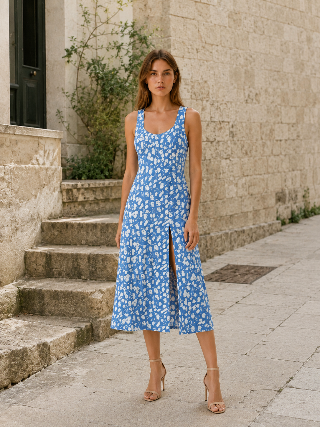 Lana | Floral Midi Dress with Button Front
