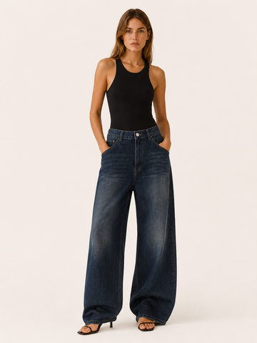 Leana | Baggy Boyfriend Jeans with Washed Finish