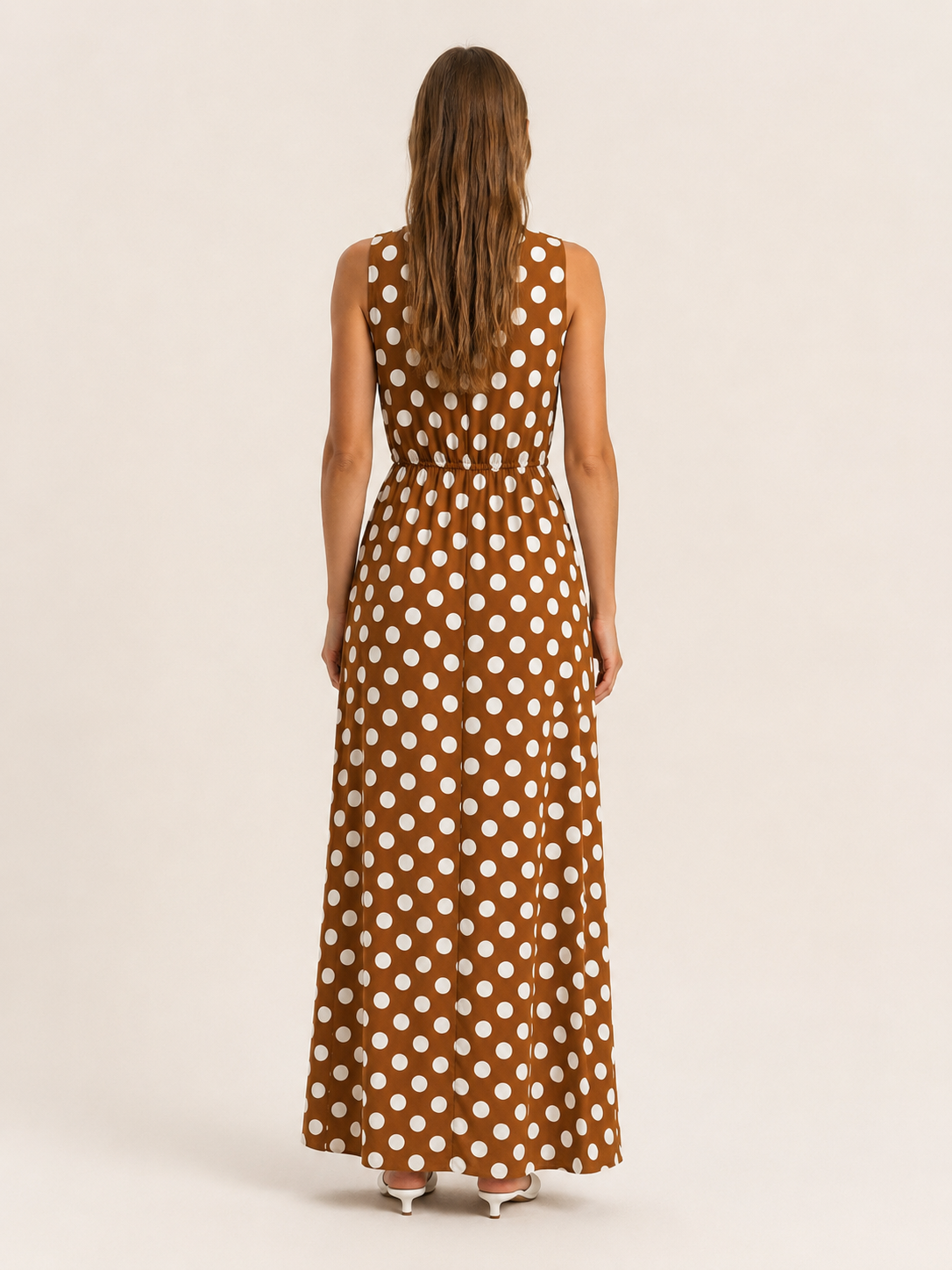 Lenka | Polka Dot Maxi Dress with Gathered Waist