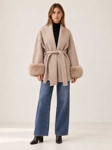 Leonore | Women's Faux Fur Trim Wrap Coat Winter
