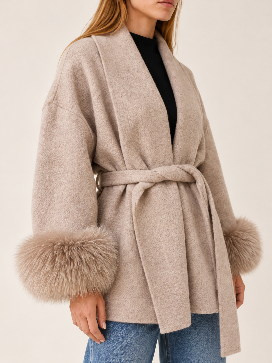 Leonore | Women's Faux Fur Trim Wrap Coat Winter