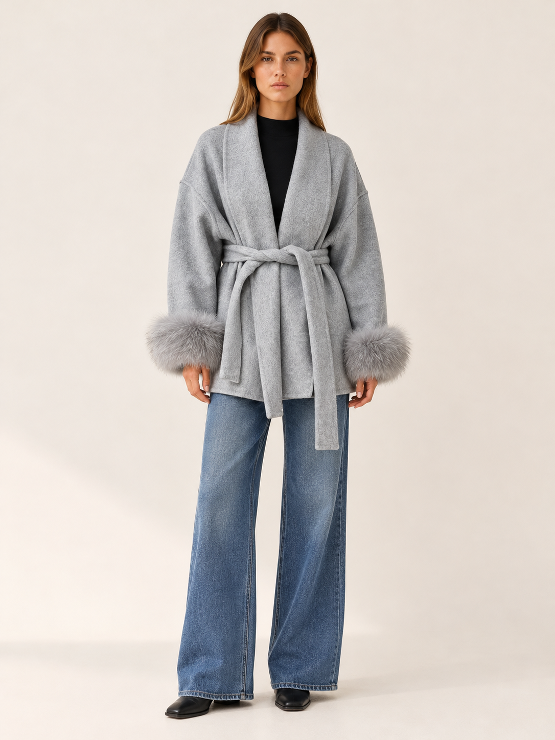 Leonore | Women's Faux Fur Trim Wrap Coat Winter