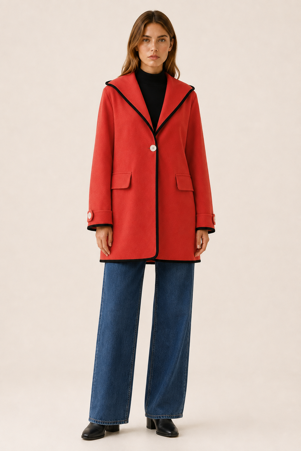 Lethavine | Women's Contrast Trim Hooded Coat