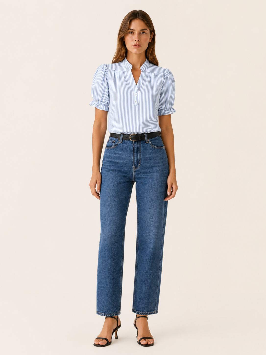 Lilwen | Striped Blouse with Puff Sleeves