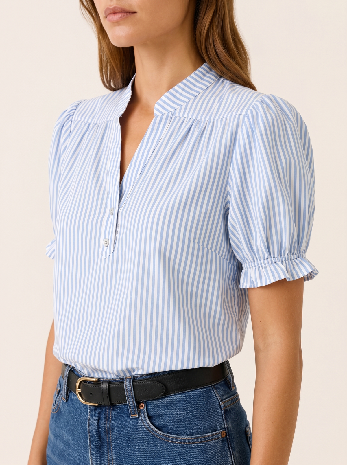 Lilwen | Striped Blouse with Puff Sleeves
