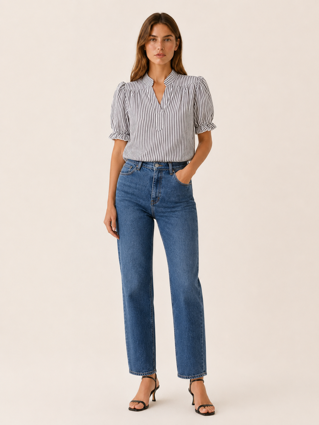 Lilwen | Striped Blouse with Puff Sleeves
