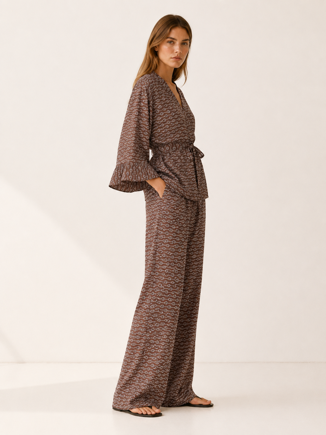 Linnea | Satin Pyjama Set with Belted Cardigan
