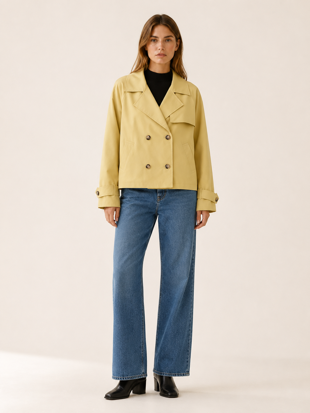 Liora | Short Trench Coat with Double-Breasted Front