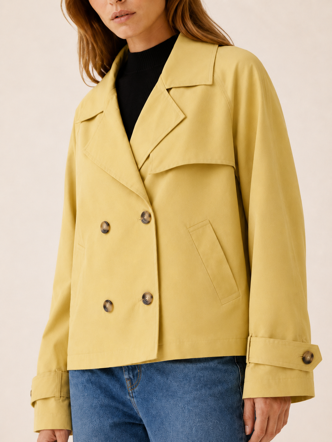Liora | Short Trench Coat with Double-Breasted Front