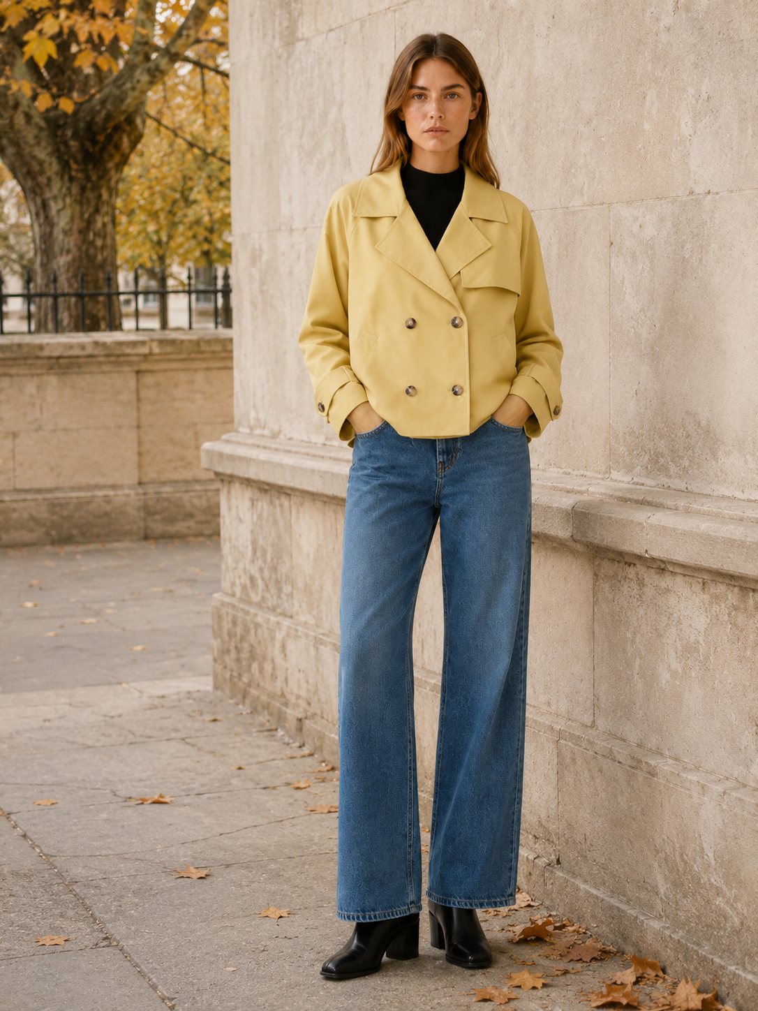 Liora | Short Trench Coat with Double-Breasted Front