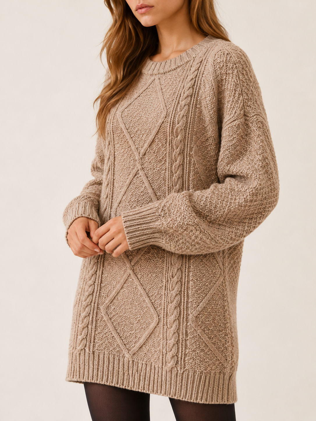 Londyn | Women's Chunky Cable Knit Mini Sweater Dress Winter