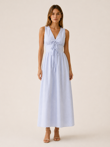 Lorena | Maxi Dress with V Neck and Tie Front