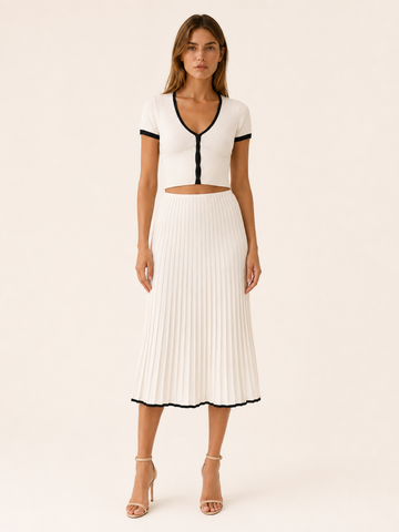 Lucia | Knit Two-Piece Midi Set with Contrast Trim