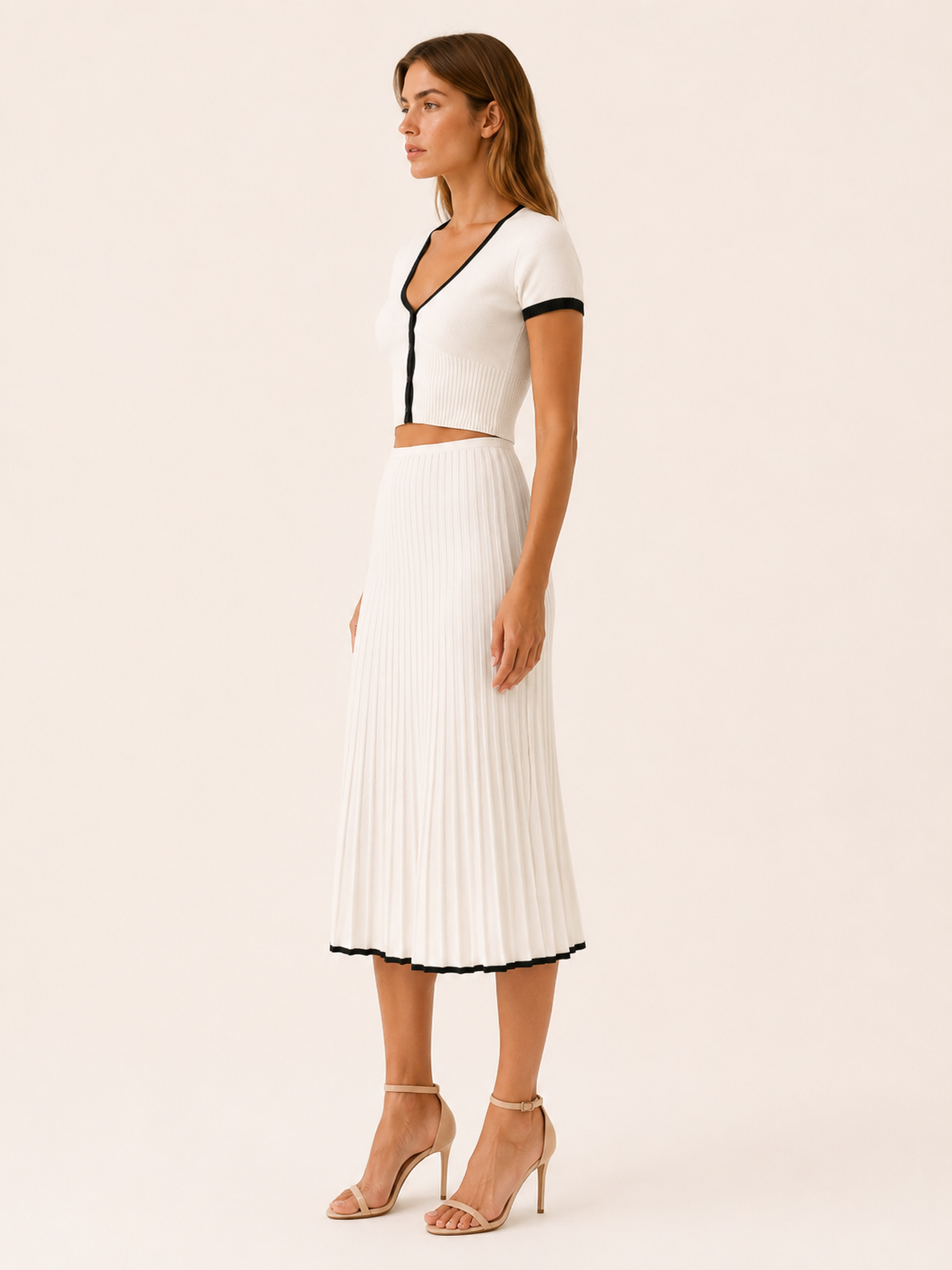 Lucia | Knit Two-Piece Midi Set with Contrast Trim