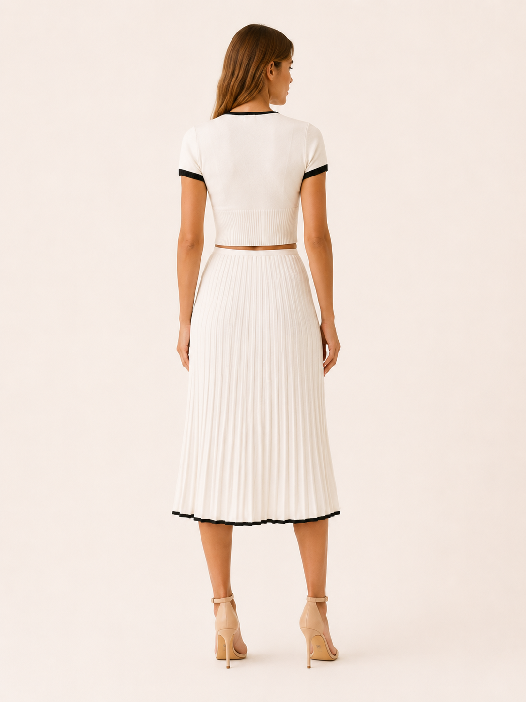 Lucia | Knit Two-Piece Midi Set with Contrast Trim
