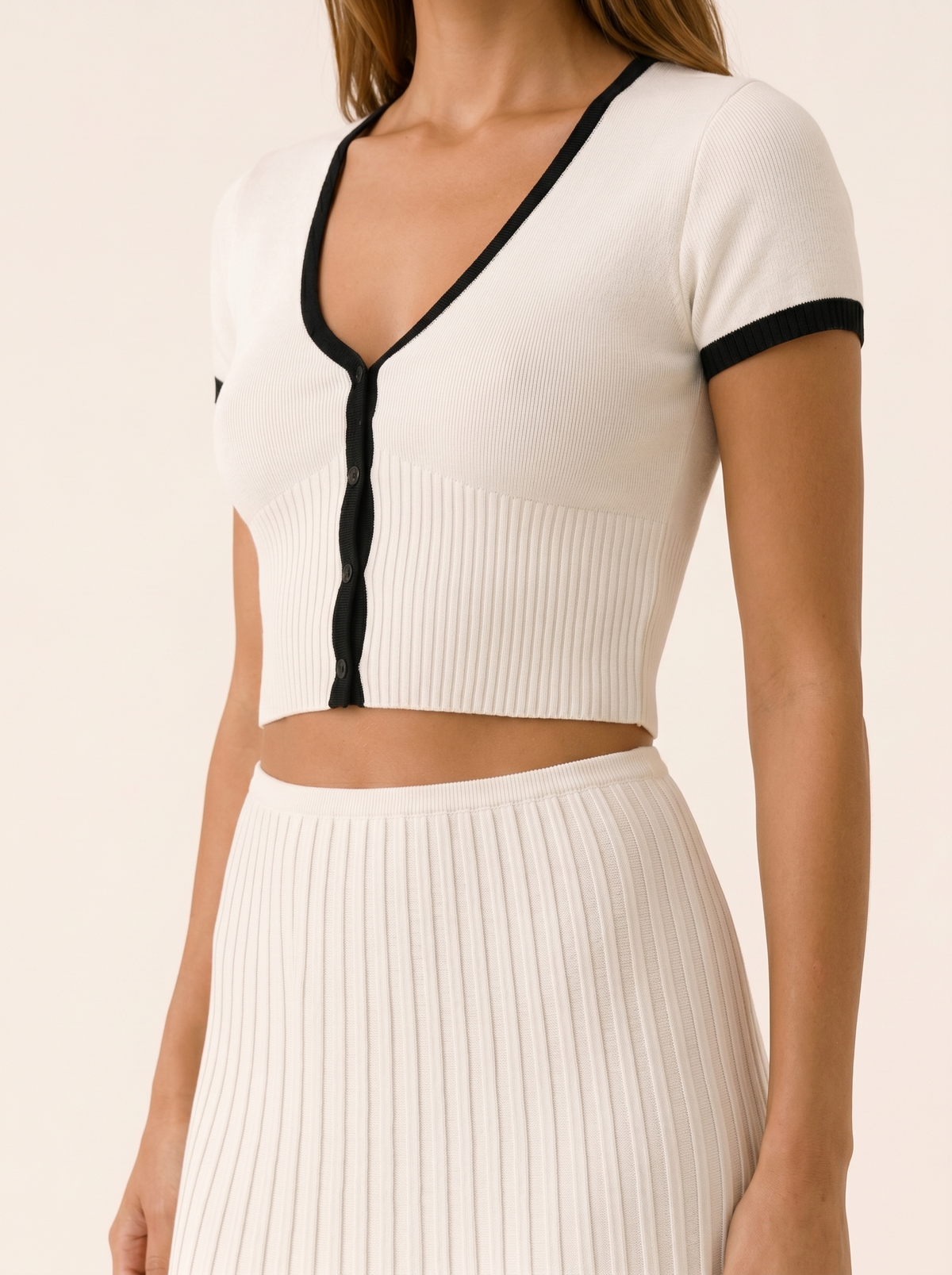 Lucia | Knit Two-Piece Midi Set with Contrast Trim