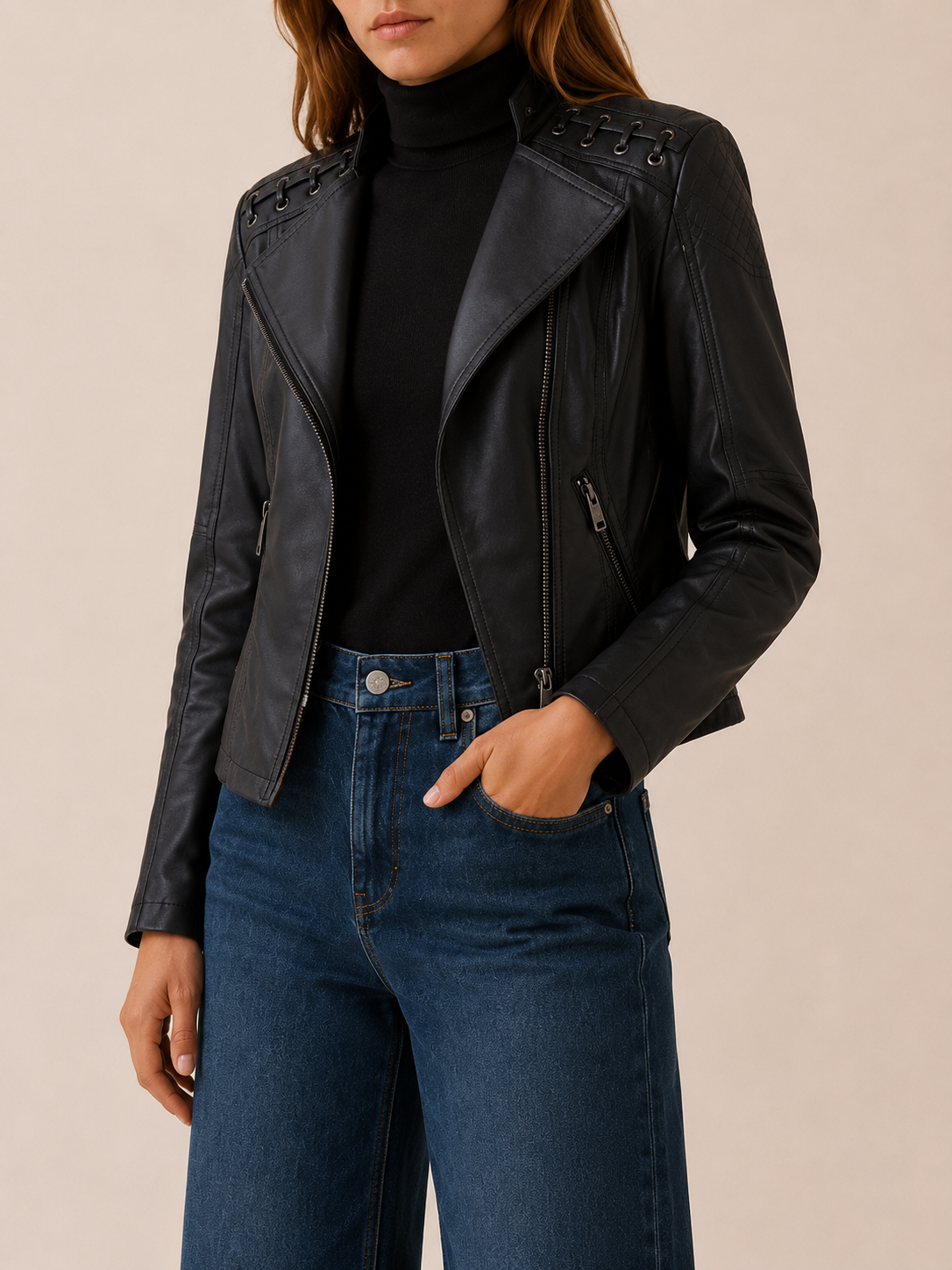 Lucienne | Cropped Jacket with Lace-Up Shoulder Detail