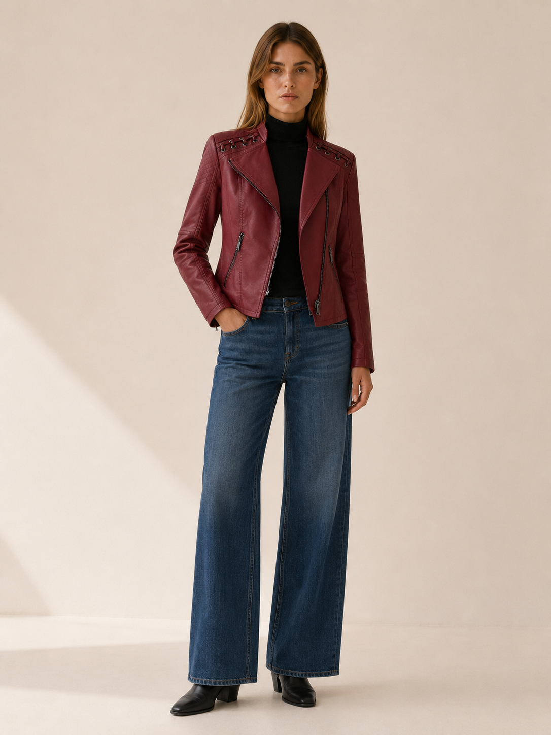 Lucienne | Cropped Jacket with Lace-Up Shoulder Detail