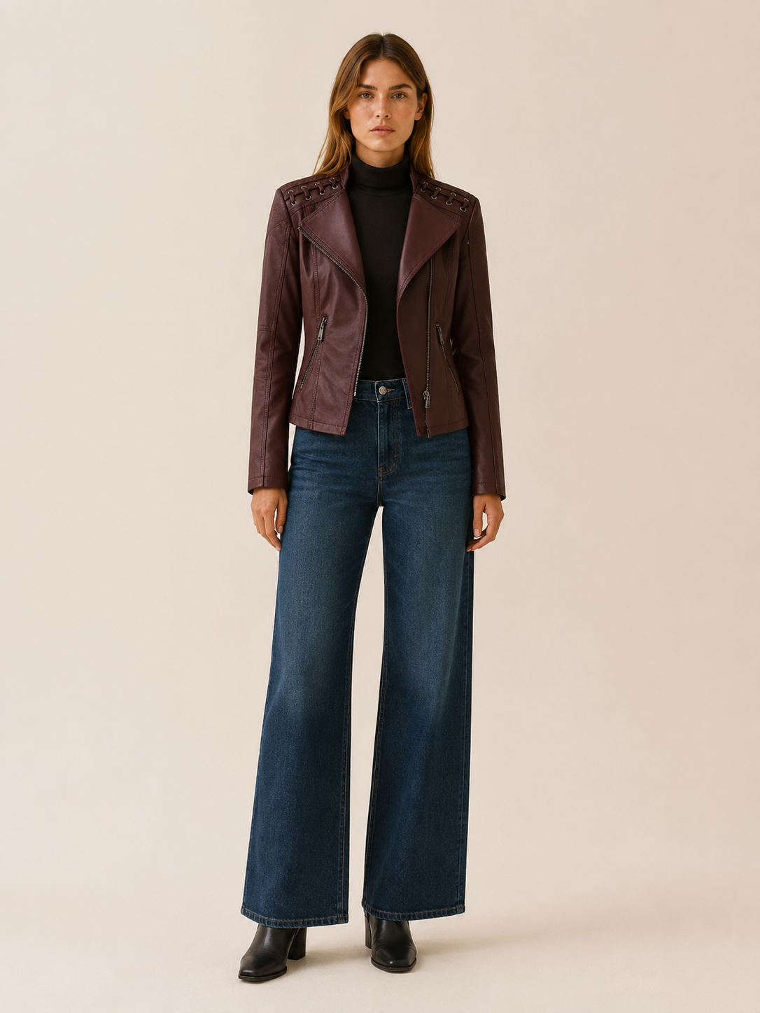 Lucienne | Cropped Jacket with Lace-Up Shoulder Detail