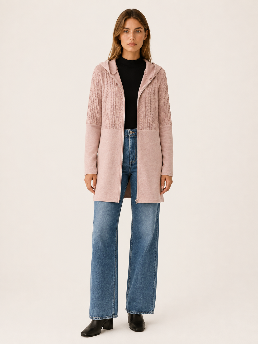 Ludivine | Women's Textured Hooded Longline Jacket