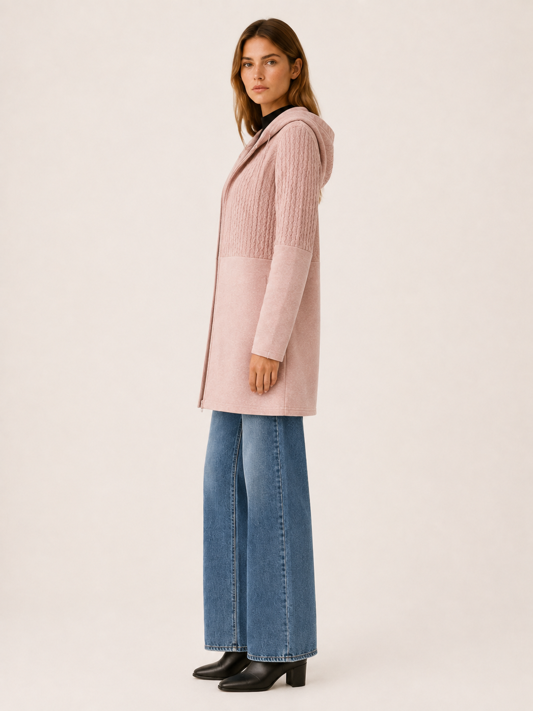 Ludivine | Women's Textured Hooded Longline Jacket