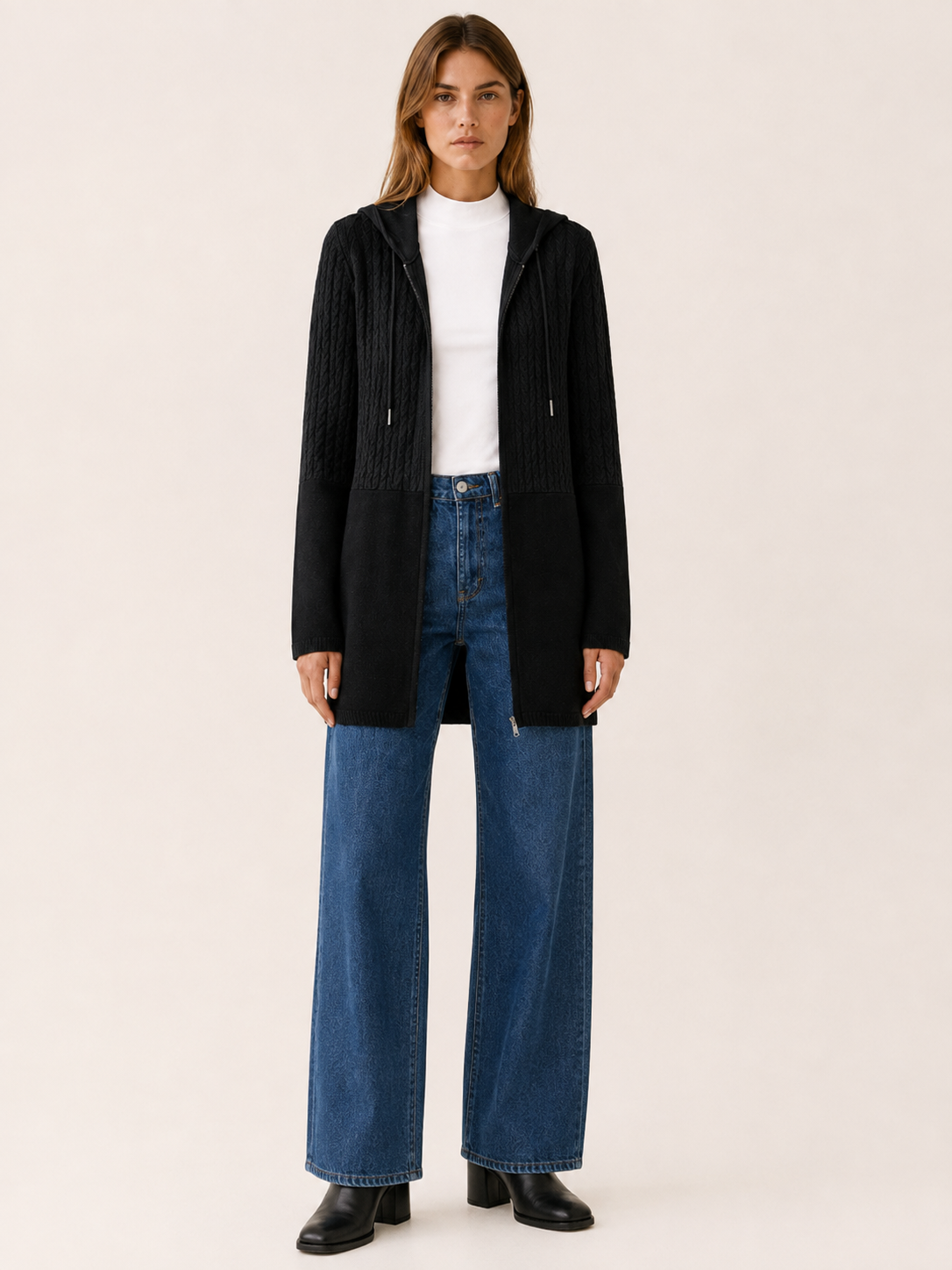 Ludivine | Women's Textured Hooded Longline Jacket