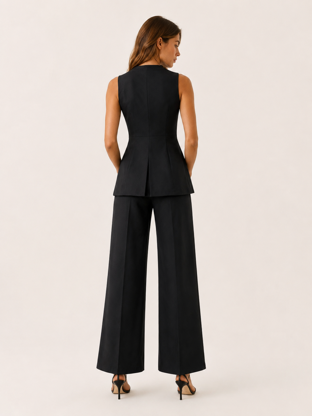 Lydia | Vest Trouser Set with Gold Buttons