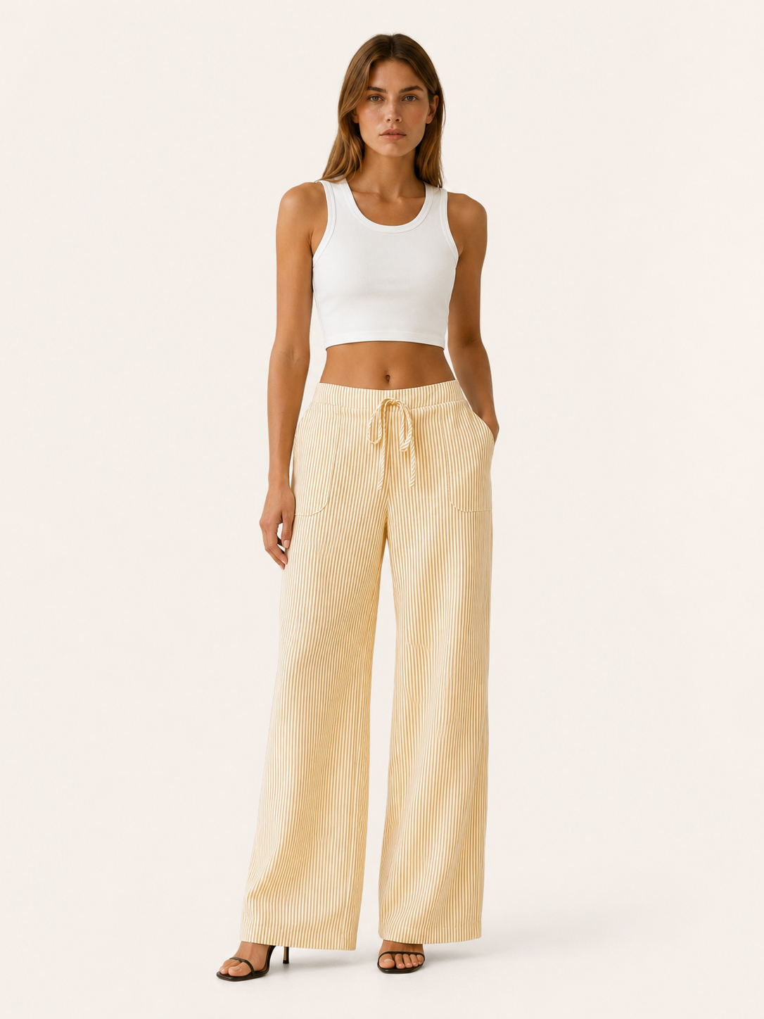 Lynessa | Striped Wide Leg Trousers with Drawstring Waist