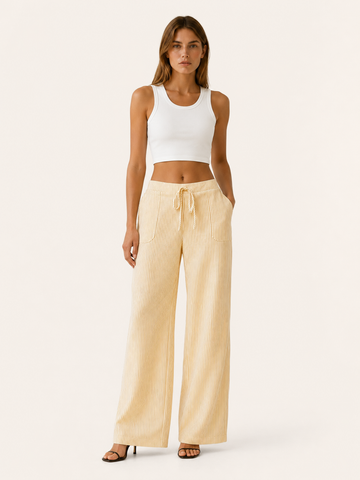 Lynessa | Striped Wide Leg Trousers with Drawstring Waist