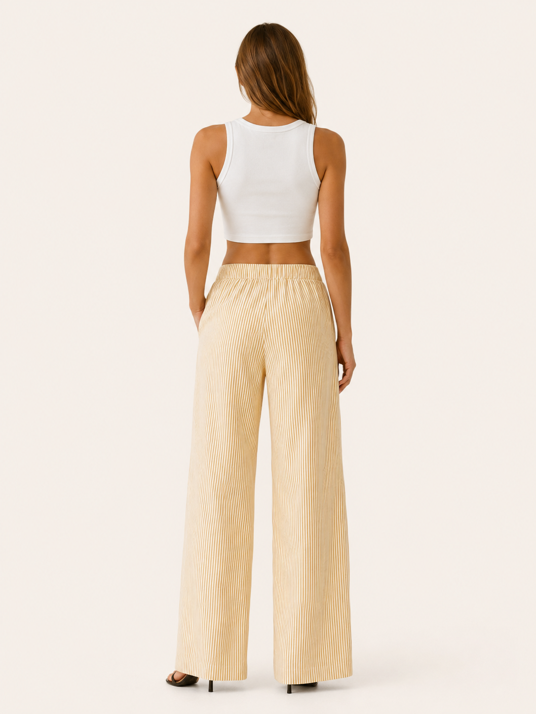 Lynessa | Striped Wide Leg Trousers with Drawstring Waist