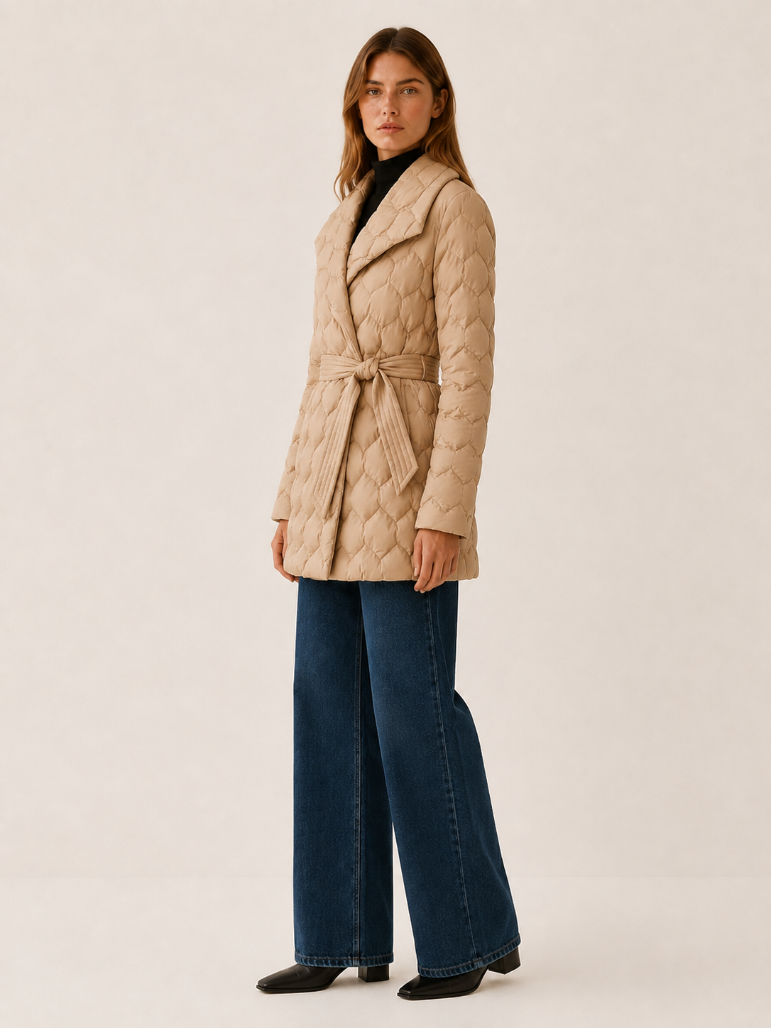 Lysenne | Women's Quilted Puffer Jacket with Belt